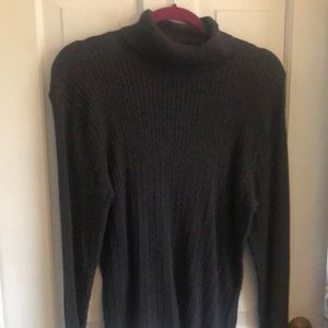 Charcoal Gray Cable Turtleneck Sweater Size XL